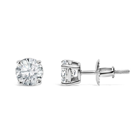 Lab Grown Diamond Stud Earrings 3 Carats Prong Set White Gold Jewelry