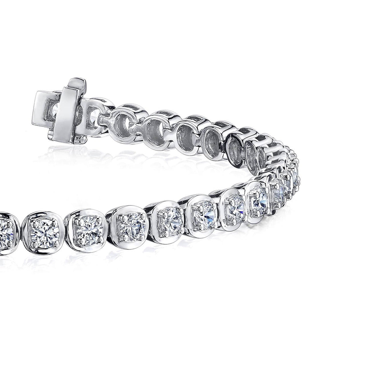 Lab Grown Diamond Tennis Bracelet 5.85 Ct. Round 39 Stones WG 10K