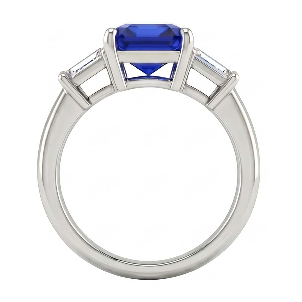 Ladies 3 Stone Sapphire Engagement Ring 2.50 Carats Baguette Natural Earth Mined Diamonds
