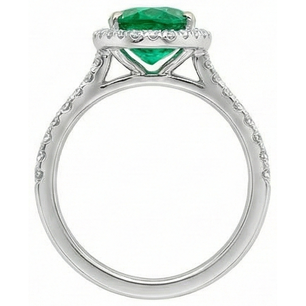 Ladies 5.25 Carats Green Emerald GIA And Natural Earth Mined Diamond Ring White Gold 14K