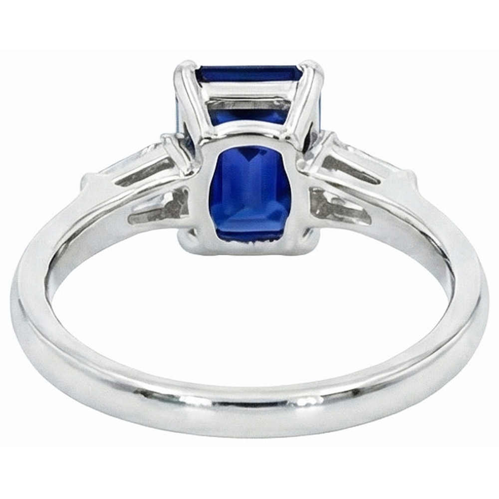 Ladies Natural Earth Mined Diamond 3 Stone Emerald Ceylon Sapphire Ring 3 Carats