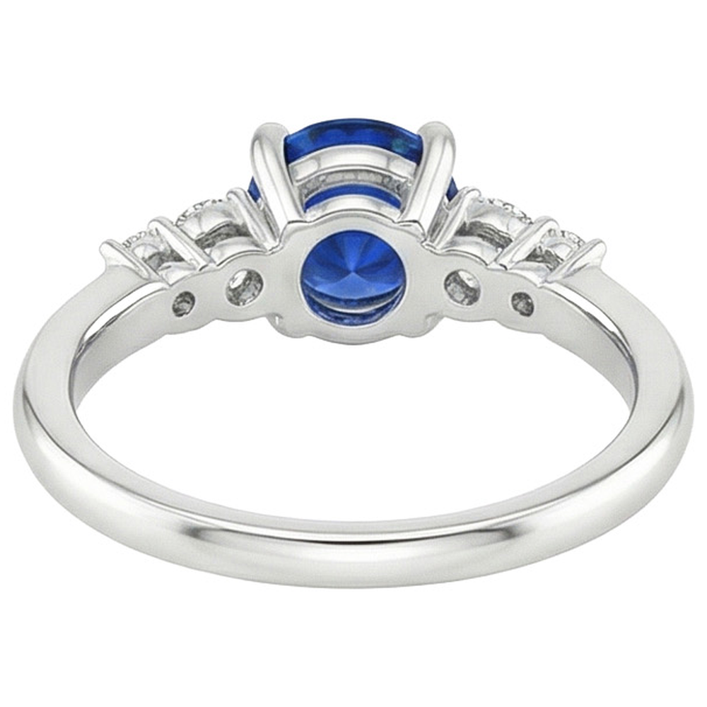 Ladies Natural Earth Mined Diamond Jewelry Round Ceylon Sapphire Five Stone 2.50 Carats