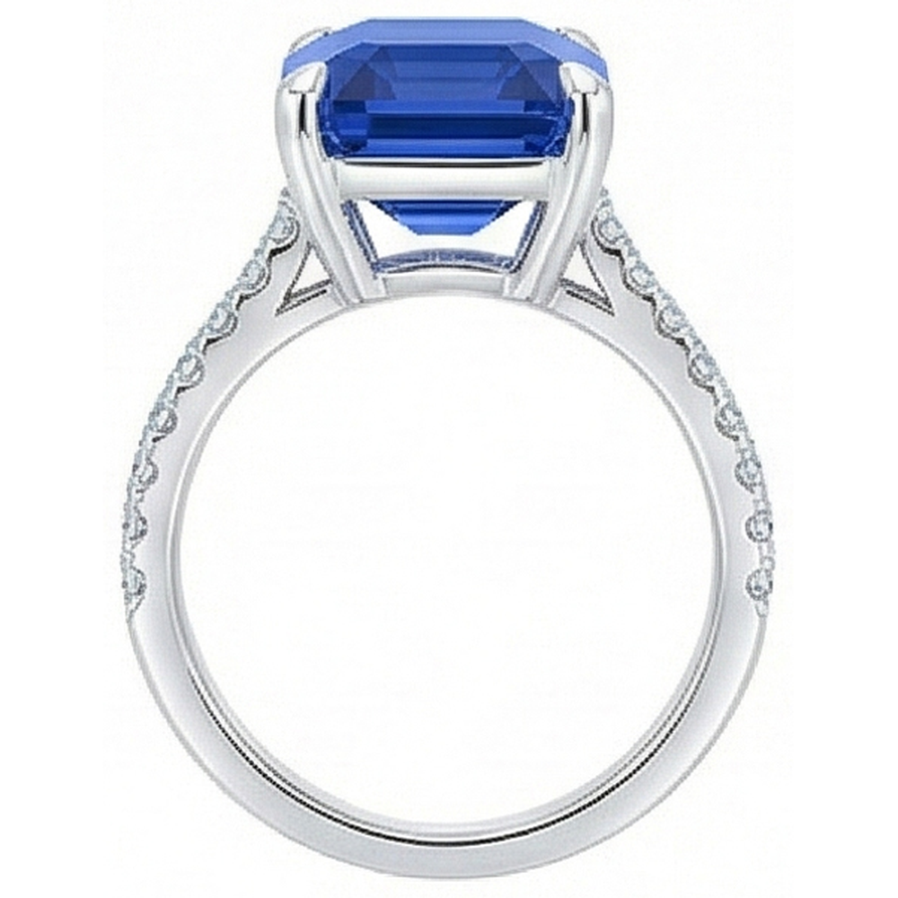 Ladies Solitaire Emerald Blue Sapphire Ring Accented Natural Earth Mined Diamonds 5 Carats