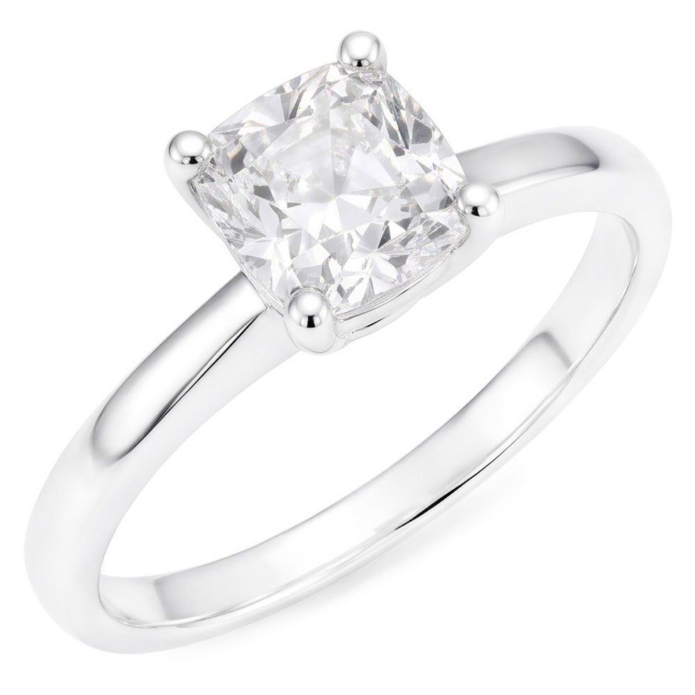 Ladies Solitaire Engagement Ring Old Cut Cushion Mined Natural Real Diamond ( Not Lab Grown ) 5 Carats