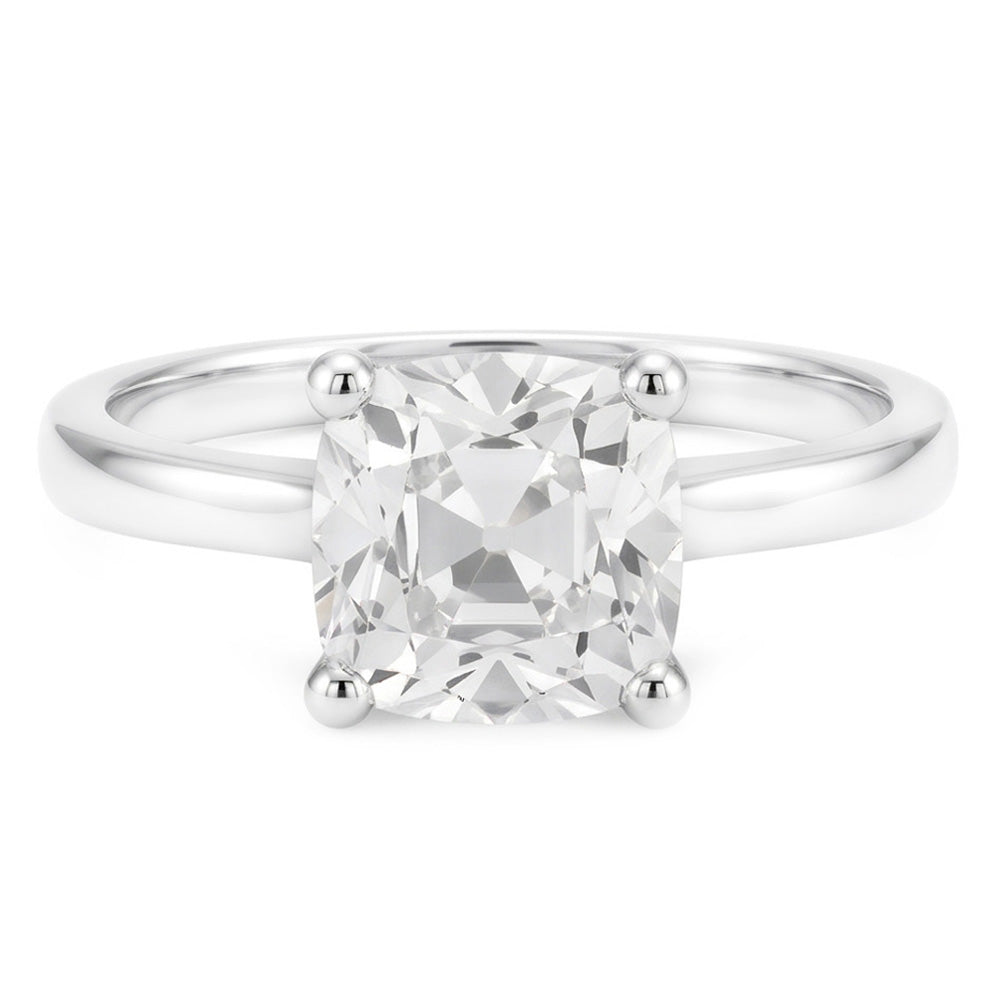 Ladies Solitaire Engagement Ring Old Cut Cushion Mined Natural Real Diamond ( Not Lab Grown ) 5 Carats