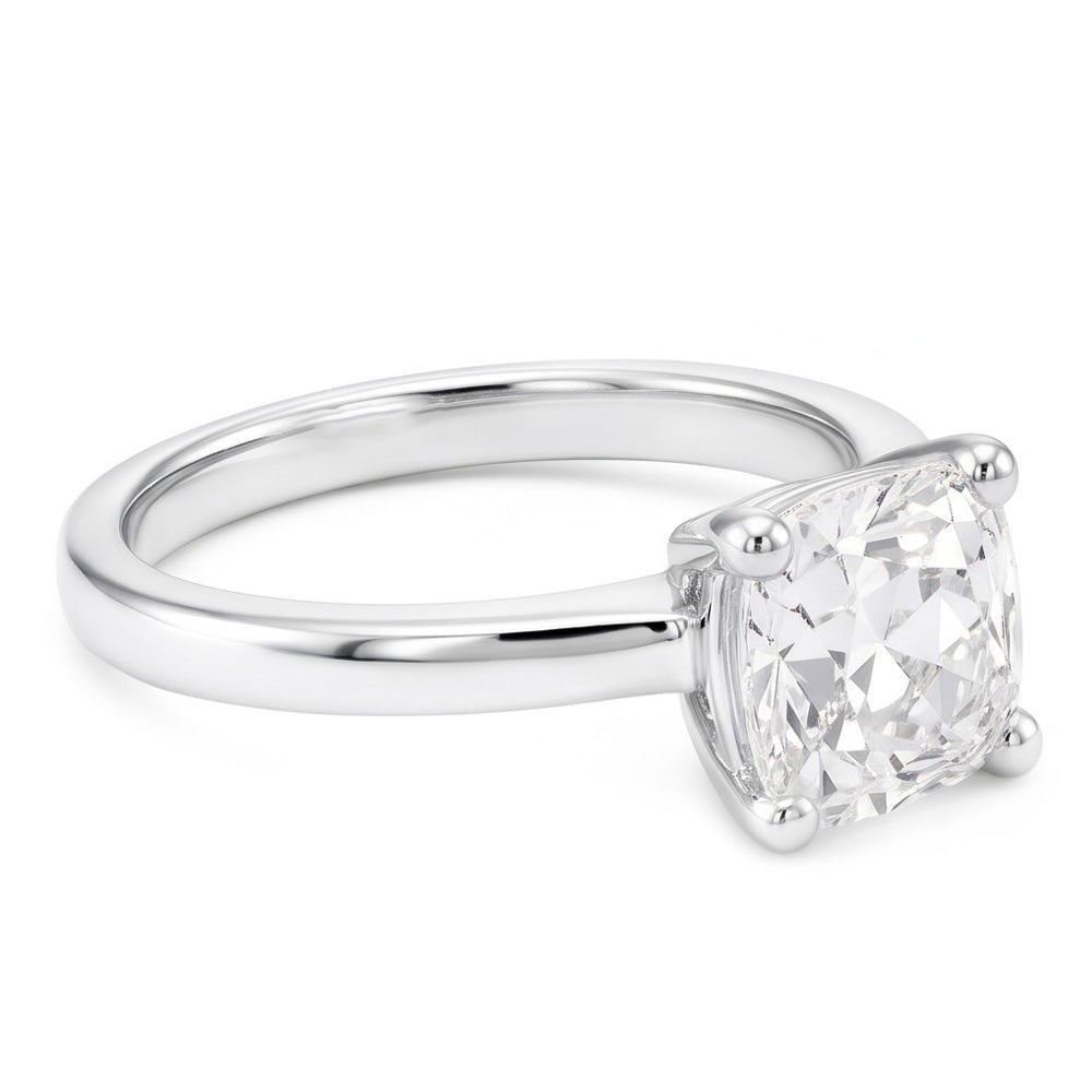 Ladies Solitaire Engagement Ring Old Cut Cushion Mined Natural Real Diamond ( Not Lab Grown ) 5 Carats