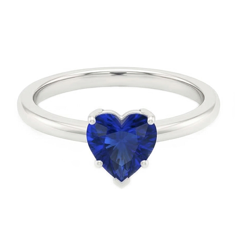 Ladies Solitaire Heart Shaped Ring Natural Blue Sapphire 2 Carats