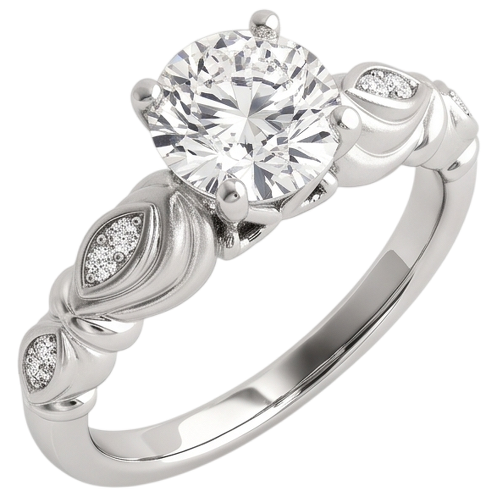 Ladies Vintage Style Natural Earth Mined Diamond Engagement Ring 1.90 Carats Solid WG 14K