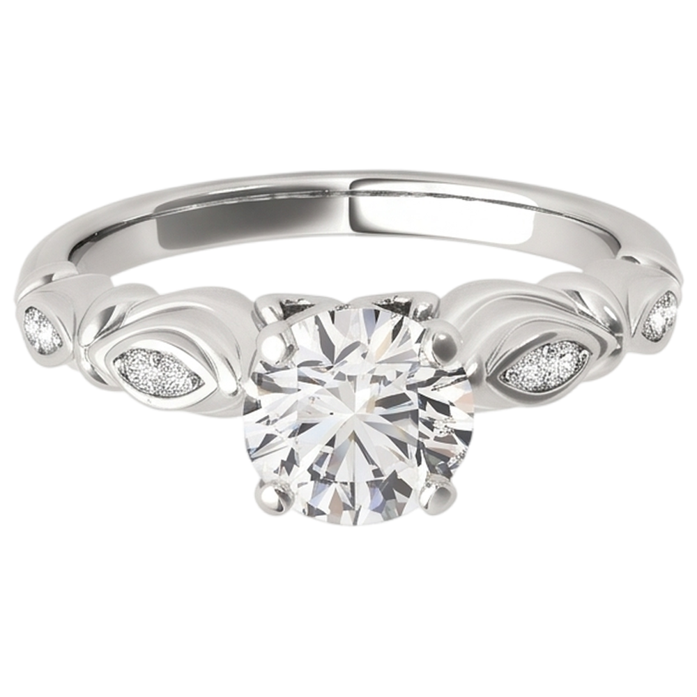 Ladies Vintage Style Natural Earth Mined Diamond Engagement Ring 1.90 Carats Solid WG 14K