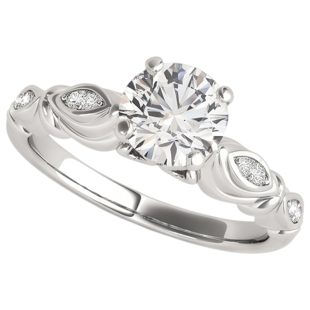 Ladies Vintage Style Natural Earth Mined Diamond Engagement Ring 1.90 Carats Solid WG 14K