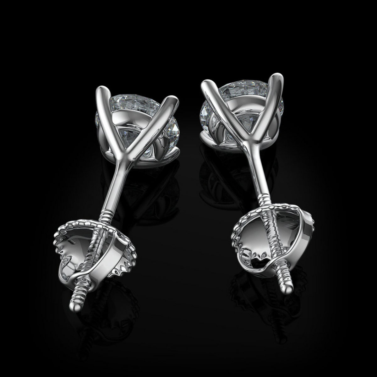 natural round diamond 3ct earring close up detail