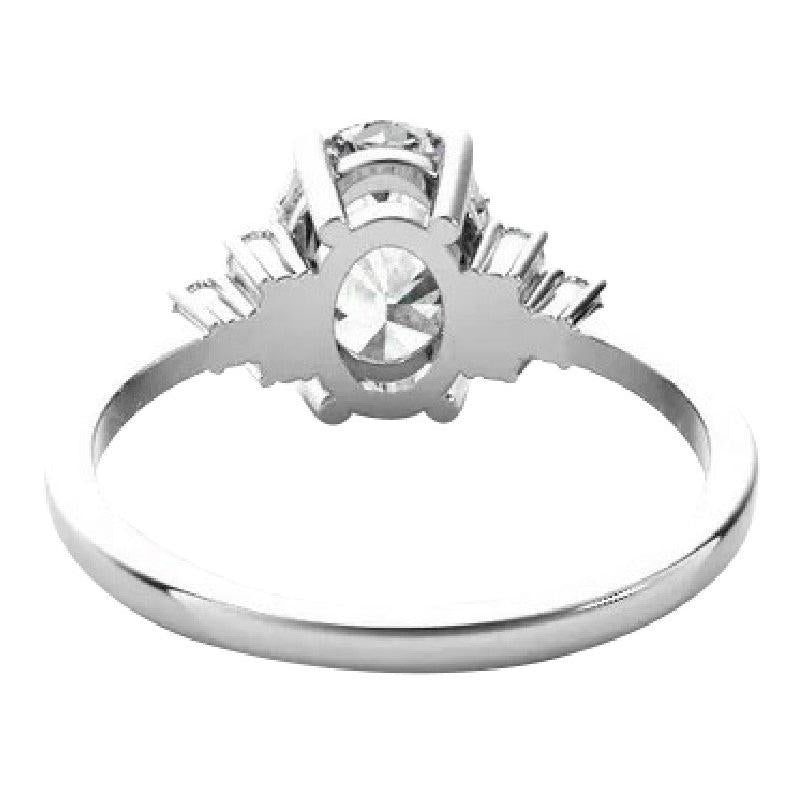 Lady’s Ring Oval Old European Huge Lab Grown Diamond 4 Prong Set 12 Carats Gold