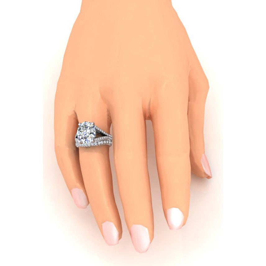 Large Oval Diamond Wedding Ring And Band Set
