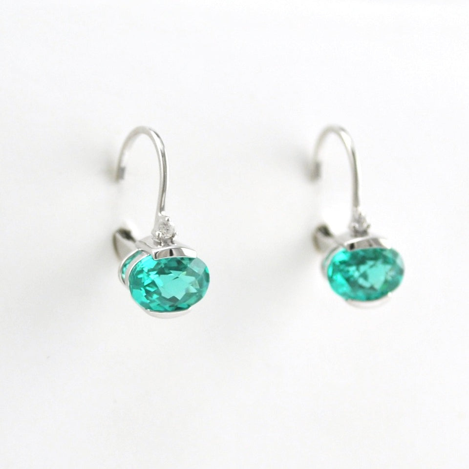 Natural Real ( Not Lab Grown ) Lever Back Paraiba Oval Earrings