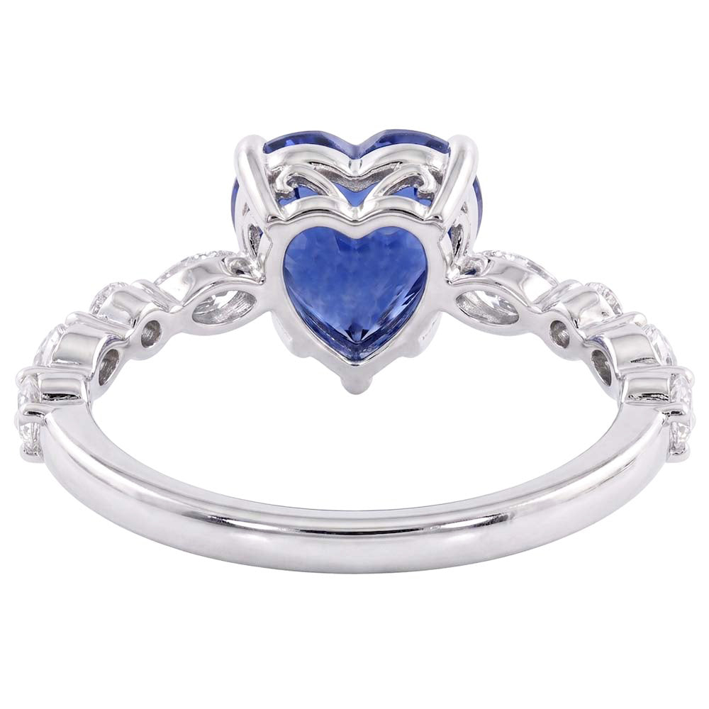 Marquise & Round Natural Earth Mined Diamond Ring Heart Light Blue Sapphire 3 Carats