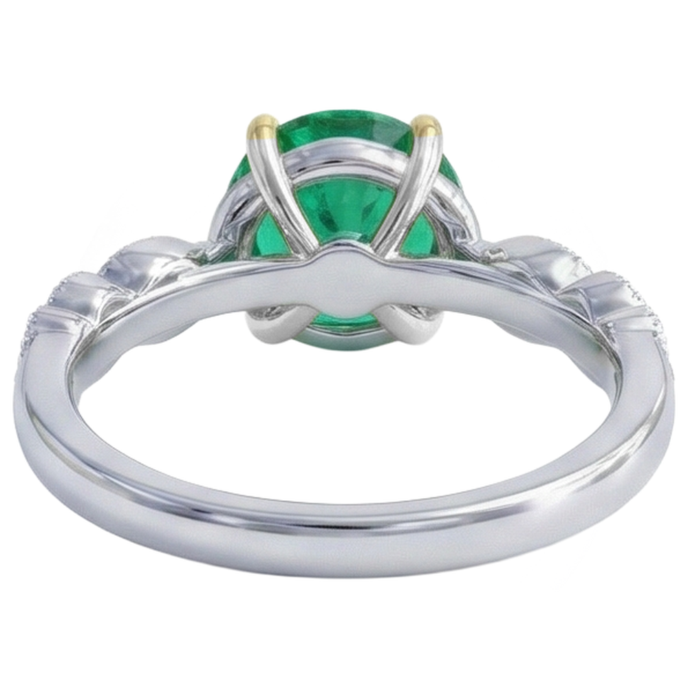 Natural Real ( Not Lab Grown ) May Birthstone Green Emerald GIA Ring Milgrain Diamond Jewelry