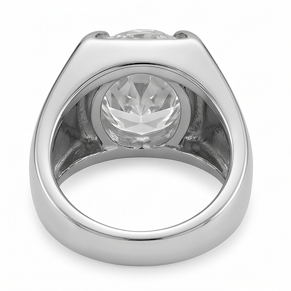 Men's Oval Large Lab Grown Diamond Ring 9 Carats White Gold Jewelry