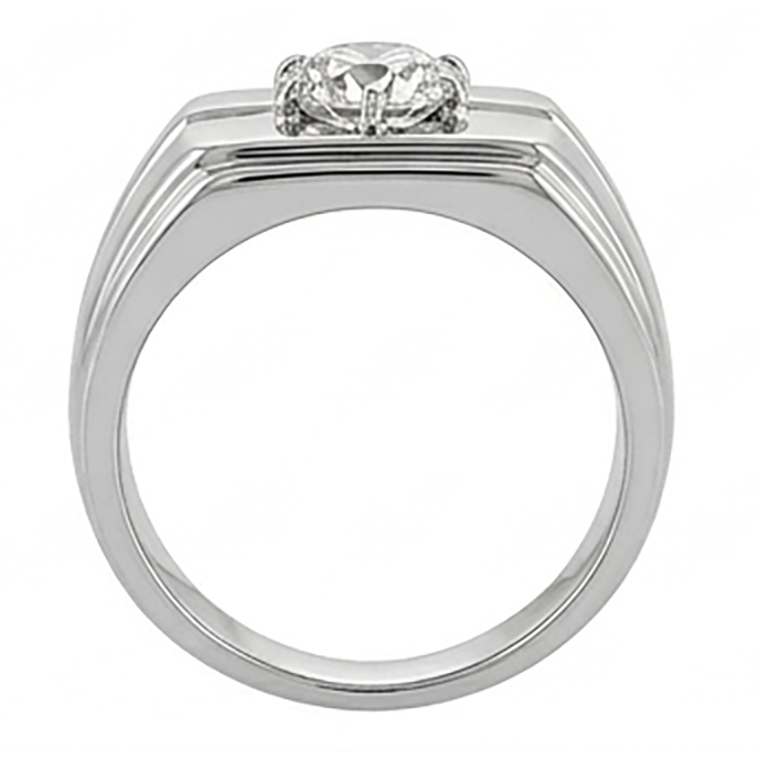 Men’s Ring 2 Carats Round Old Mine Cut Diamond Ring