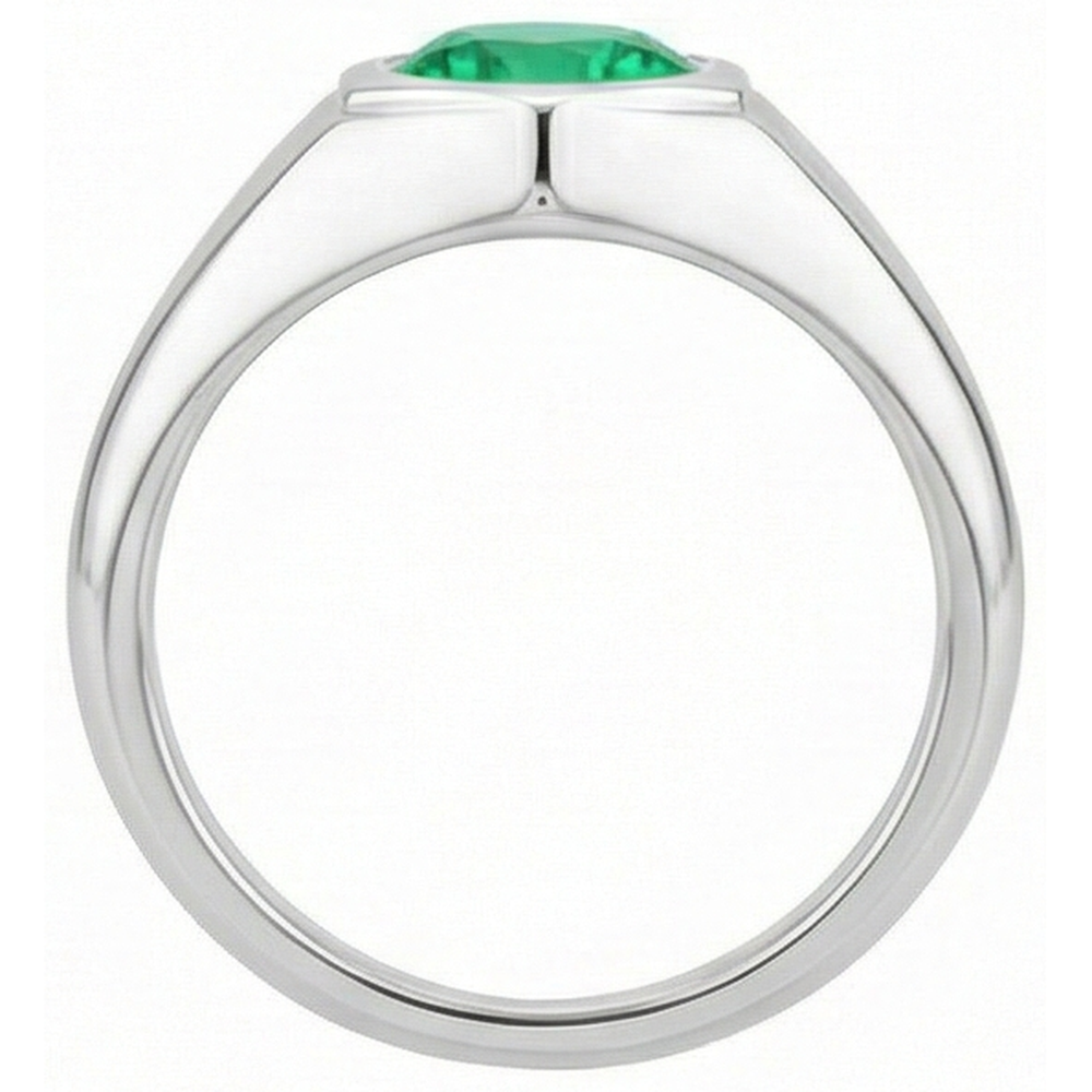 Natural Real ( Not Lab Grown ) Men’s Solitaire Ring Green Emerald GIA Round Gents Jewelry