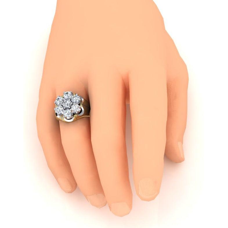 Men's Cluster Diamond Ring Lab Grown Two Tone Jewelry for Men