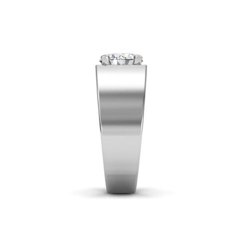 Men's Oval Large Lab Grown Diamond Ring 9 Carats White Gold Jewelry
