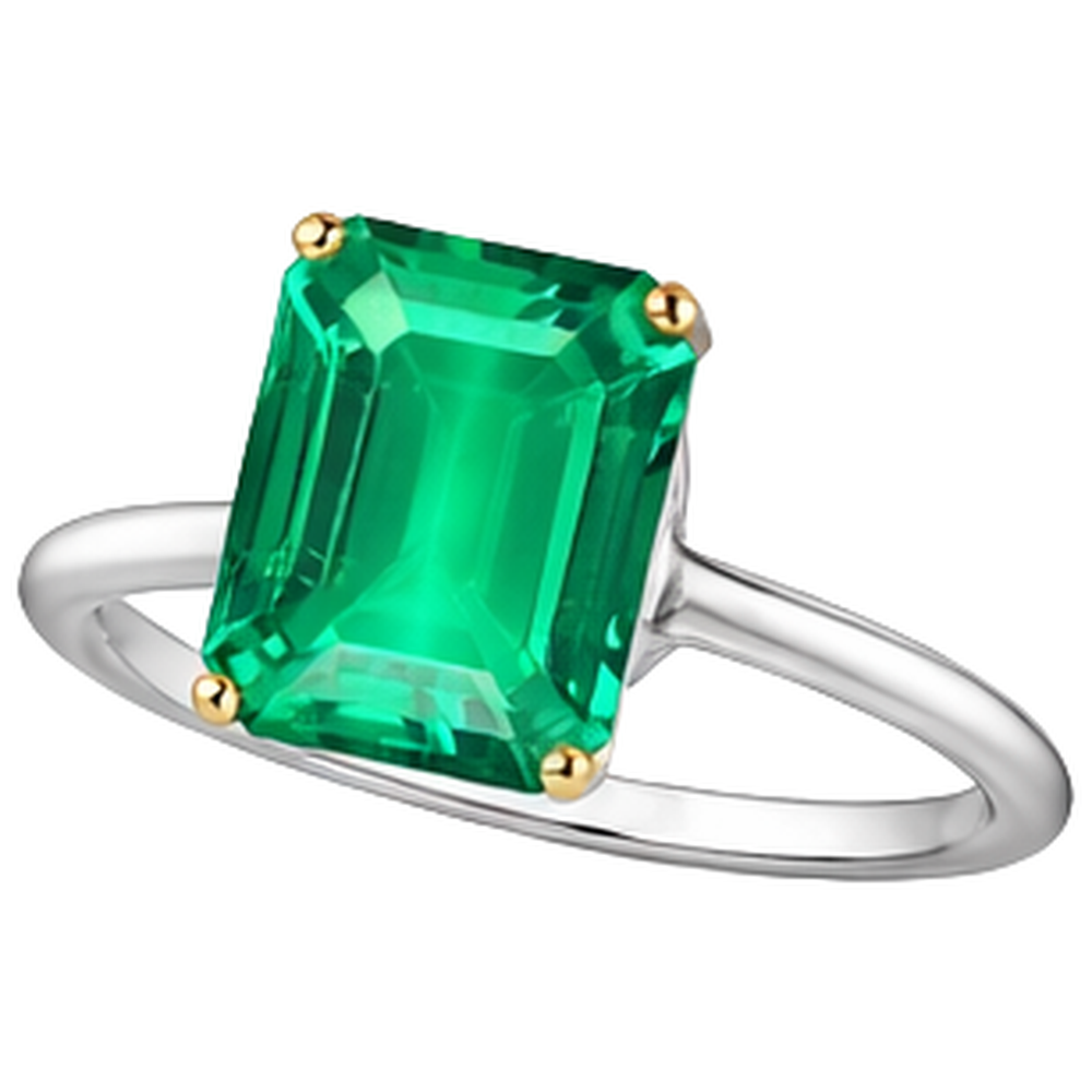 Natural Real ( Not Lab Grown ) Minimalist Gemstone Ring Green Emerald GIA Solitaire