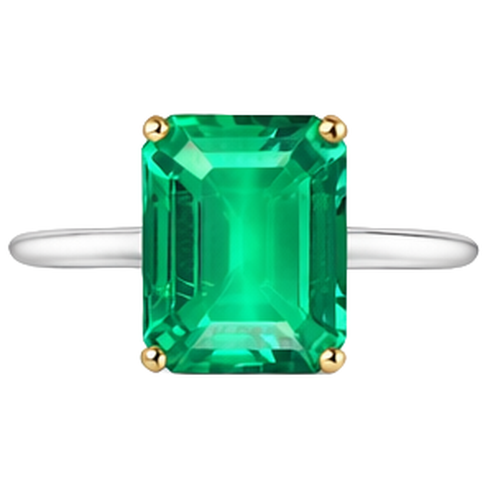 Natural Real ( Not Lab Grown ) Minimalist Gemstone Ring Green Emerald GIA Solitaire