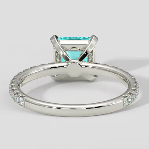 Modern Asscher Paraiba Tourmaline Ring