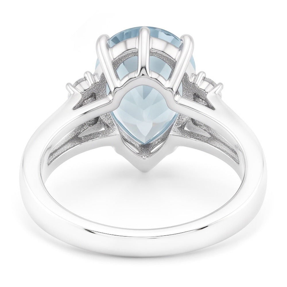 Natural Aquamarine Ring 13.25ct - White Gold 14K