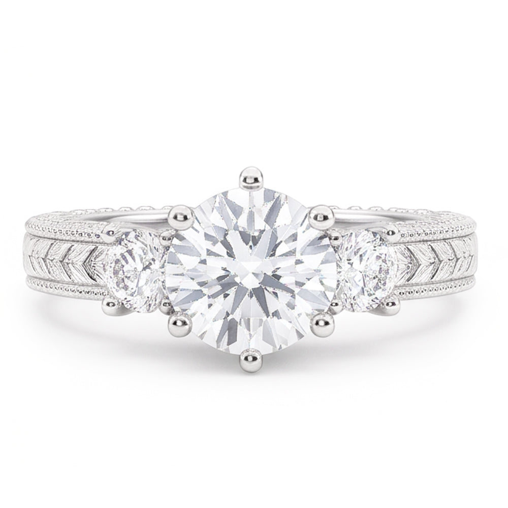 Natural Diamond Ring 3.20ct - White Gold 14K