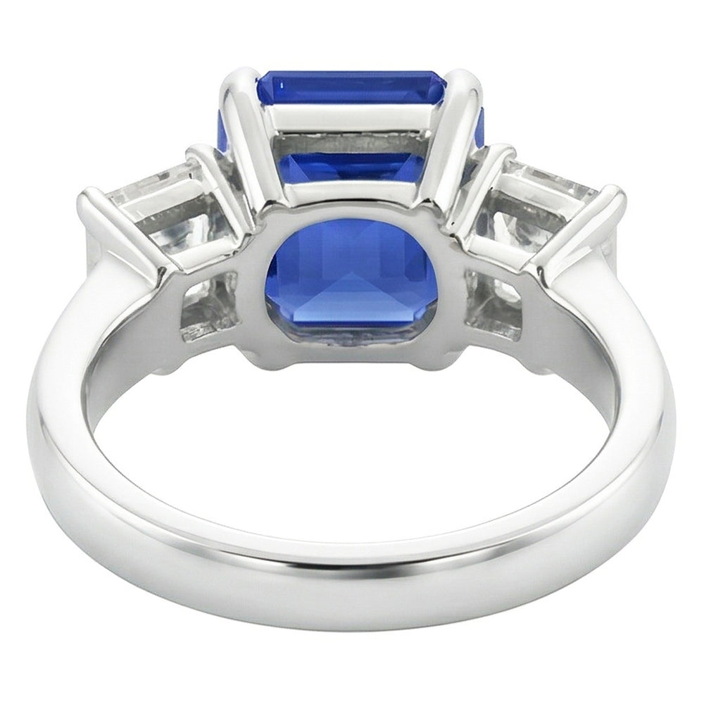 Natural Earth Mined Diamond 3 Stone Ring Radiant Sapphire & Emerald Shaped 3.50 Carats