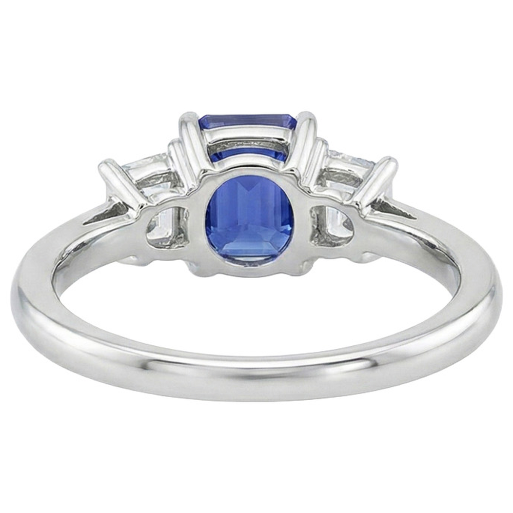 Natural Earth Mined Diamond 3 Stones Ring Emerald Ceylon Sapphire & 3.50 Carats