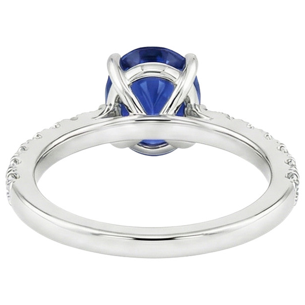 natural round sapphire 4ct ring on white background