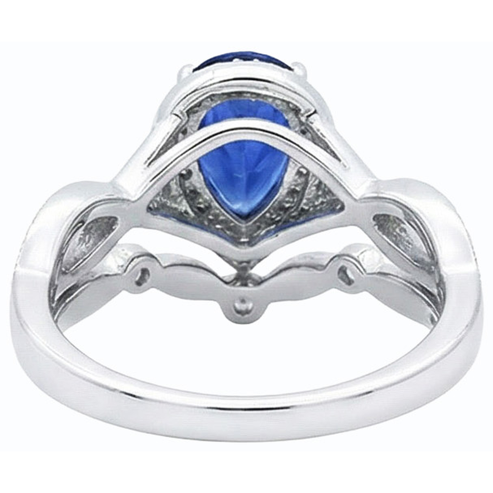 Natural Earth Mined Diamond Ceylon Sapphire Wedding Ring Set Crown Style 3.50 Carats