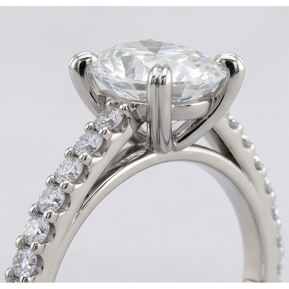 Natural Earth Mined Diamond Engagement Ring 2.60 Carats Claw Prong Setting White Gold