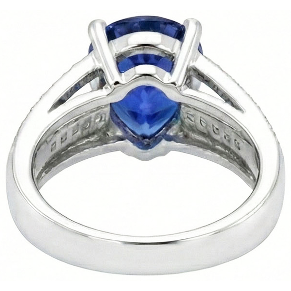Natural Earth Mined Diamond Engagement Ring Blue Sapphire 3.50 Carats Antique Style