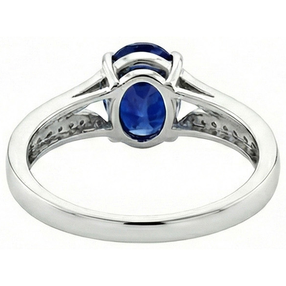 Natural Earth Mined Diamond Engagement Ring Oval Blue Sapphire Split Shank 3.50 Carats New