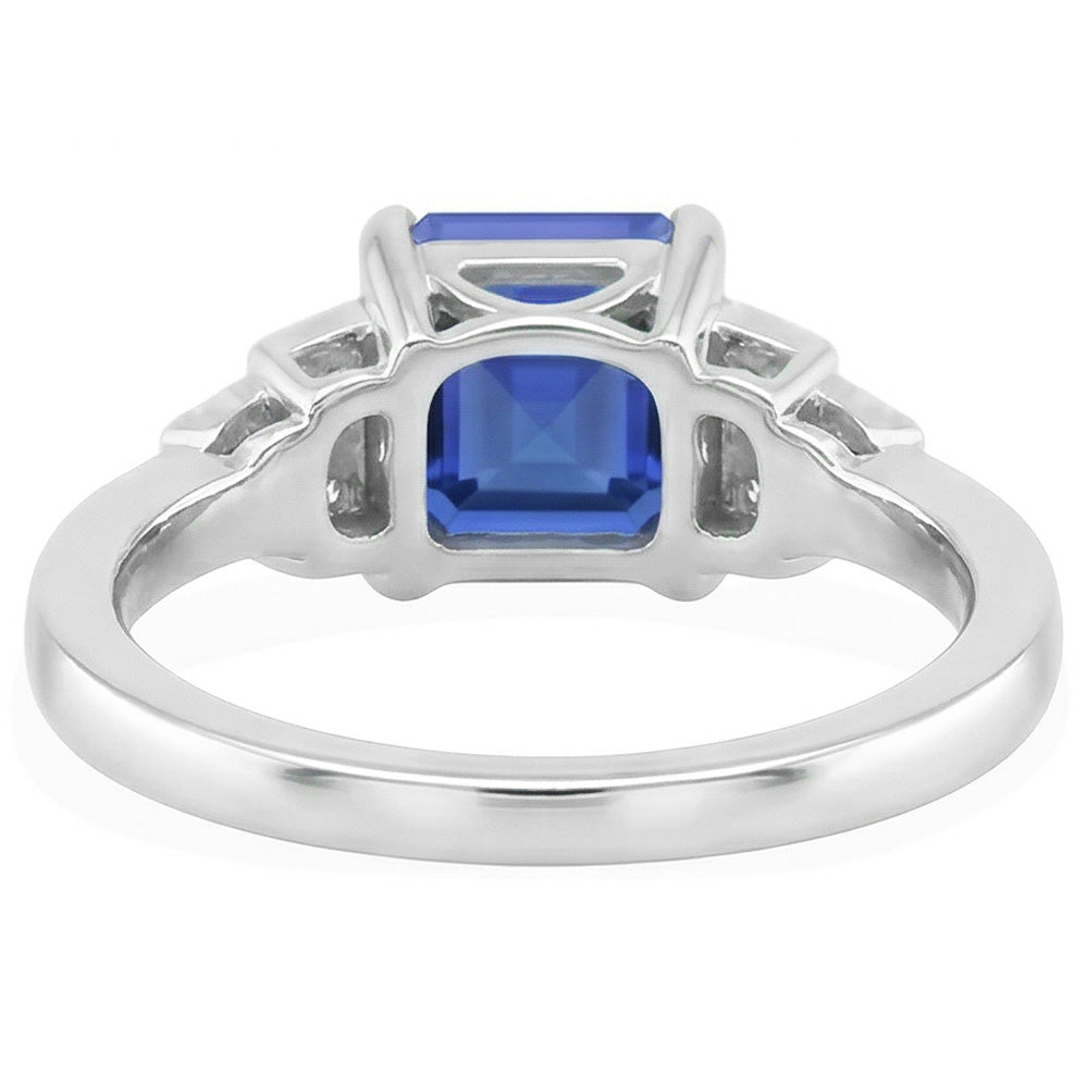 Natural Earth Mined Diamond Fancy Ring Asscher Cut Sapphire Gemstone 3 Carats Prong Set