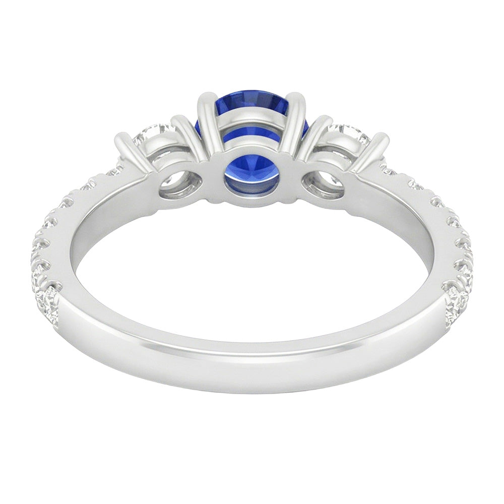 Natural Earth Mined Diamond Gemstone Ring 2.50 Carats Round Srilankan Sapphire White Gold