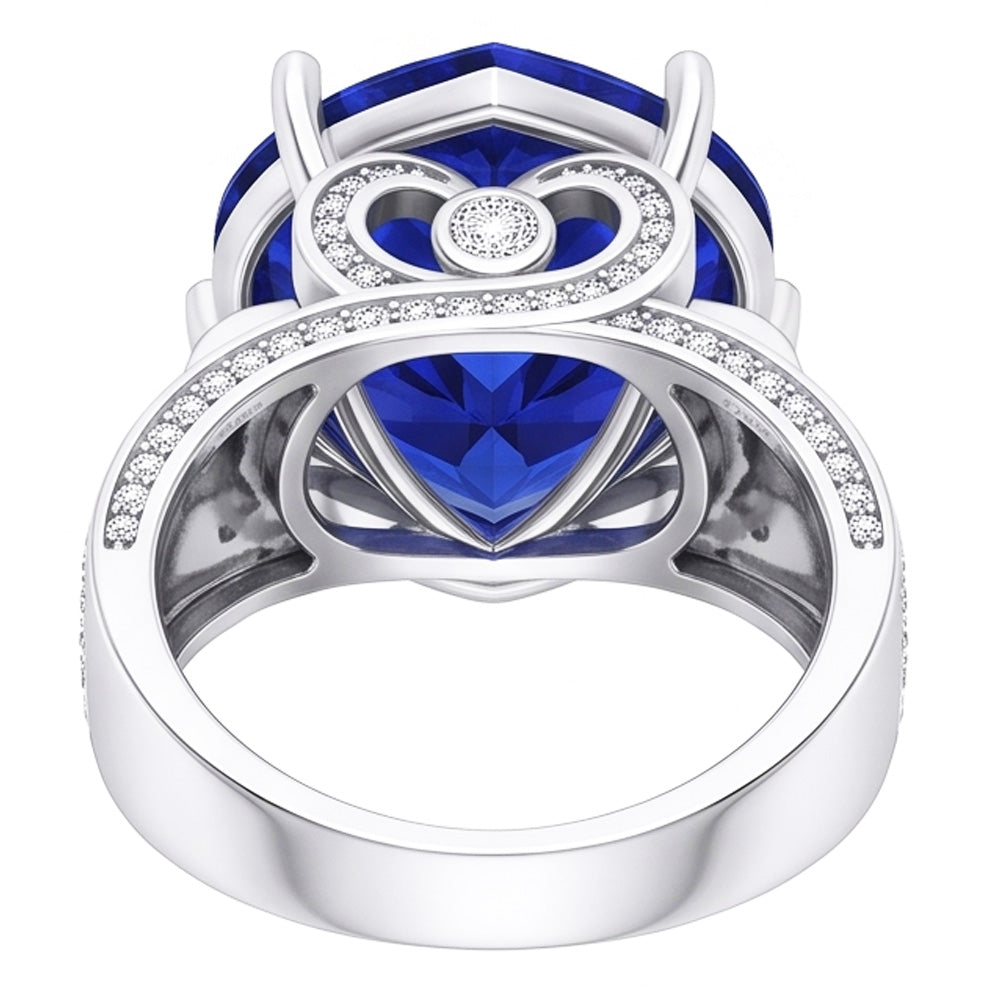 Natural Earth Mined Diamond Jewelry Ring Antique Style Heart Cut Blue Sapphire 4.50 Carats