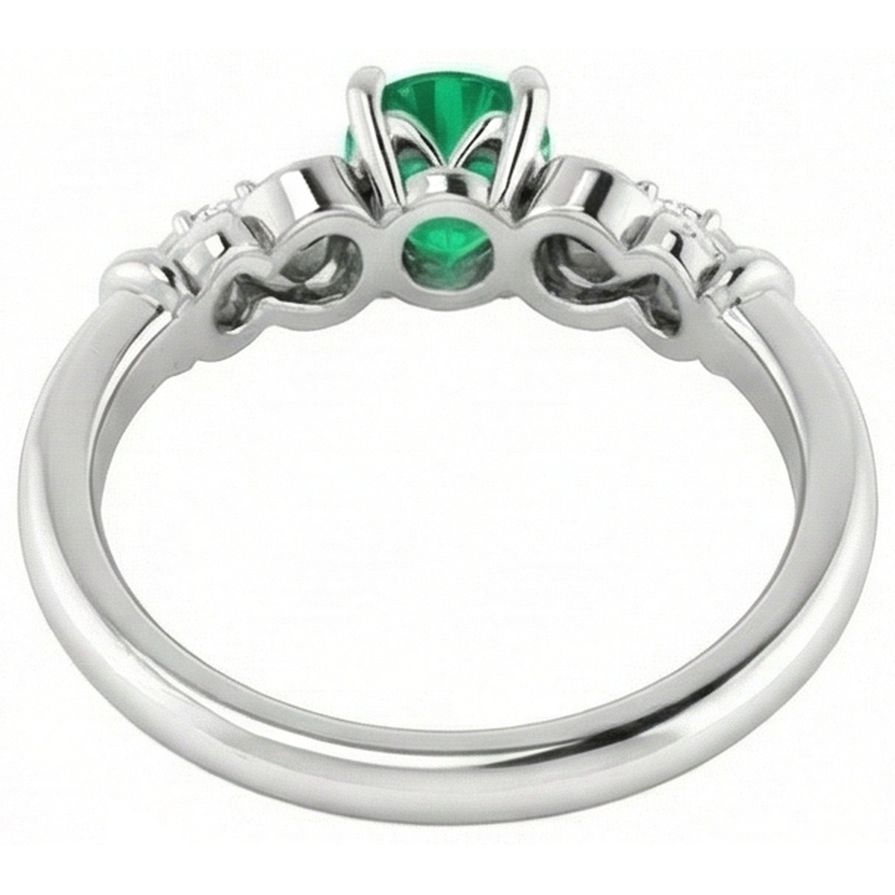 Natural Earth Mined Diamond Ring 1.10 Carats Green Emerald GIA Vintage Style Jewelry