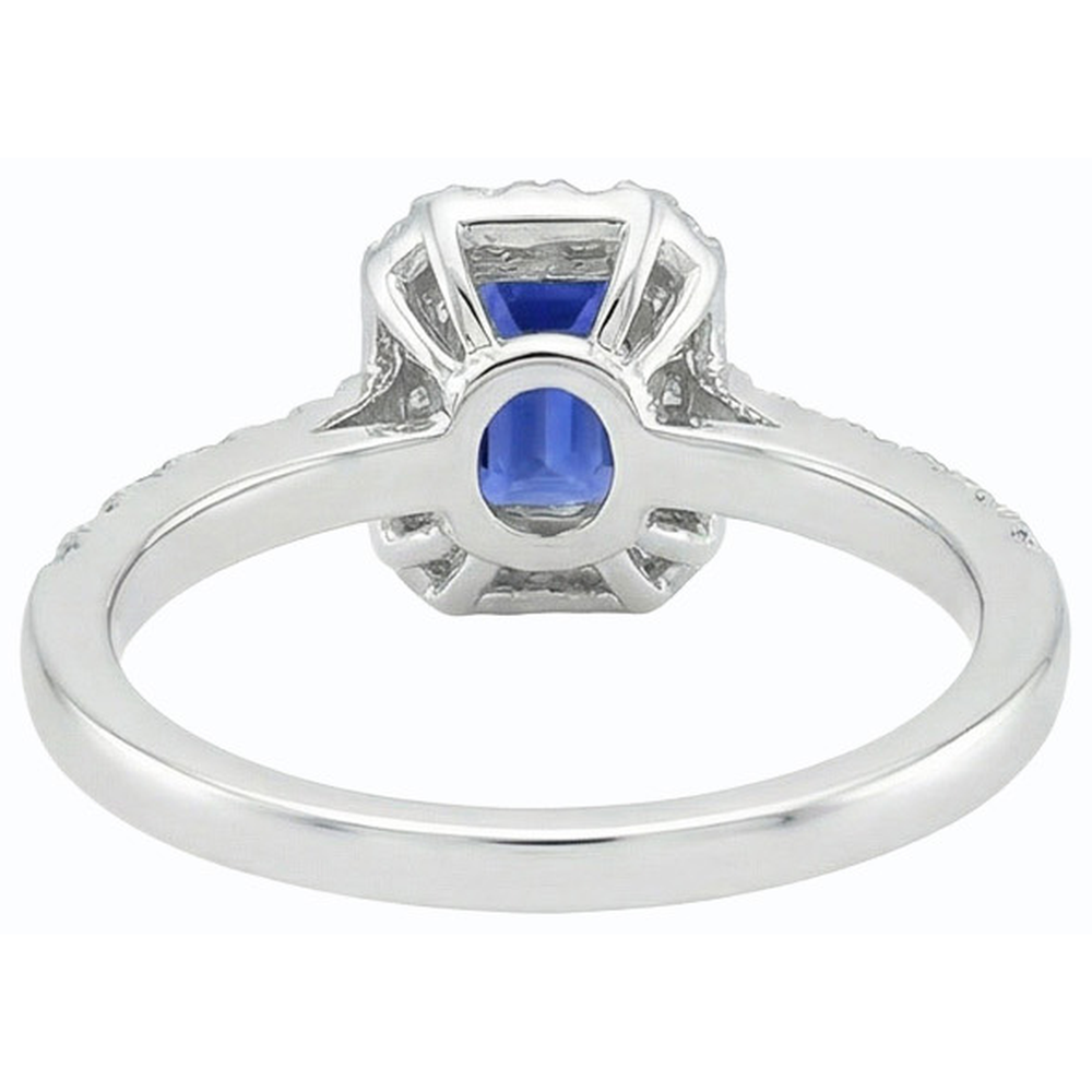 Natural Earth Mined Diamond Ring Halo Sri Lanka Sapphire Gold Wedding Jewelry 3 Carats