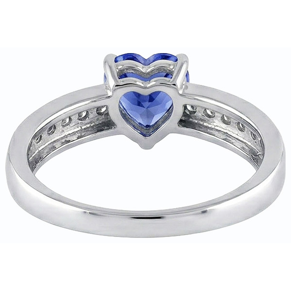 Natural Earth Mined Diamond Ring Heart Shaped Ceylon Sapphire 1.50 Carats Women’s Jewelry