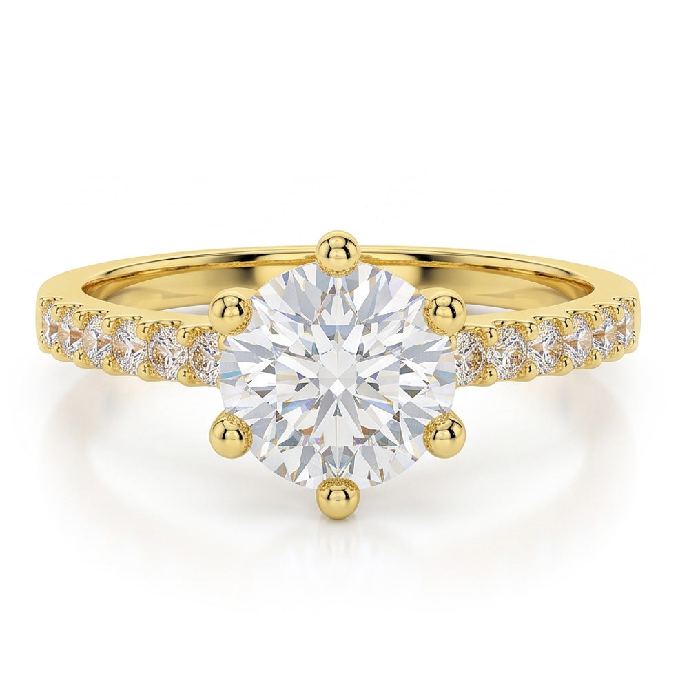 Natural Earth Mined Diamond Round Wedding Ring 2.50 Carats 14K Yellow Gold Prong Setting
