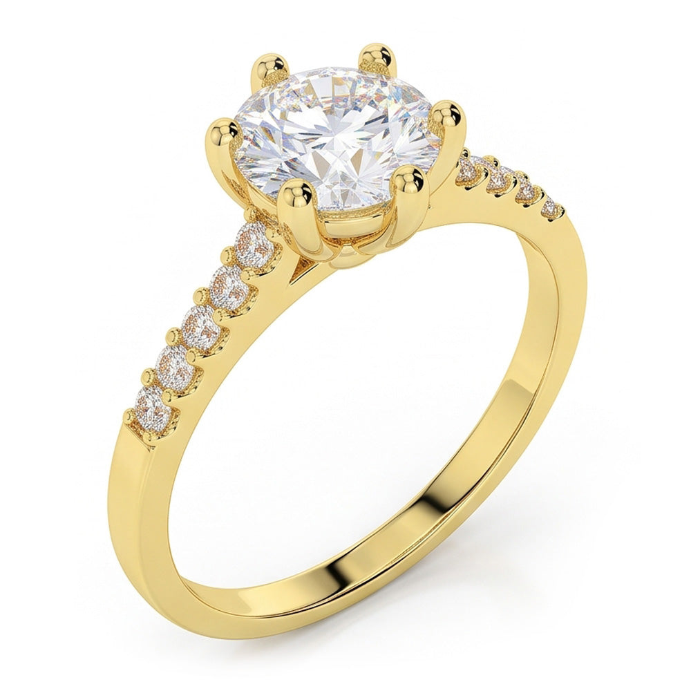 Natural Earth Mined Diamond Round Wedding Ring 2.50 Carats 14K Yellow Gold Prong Setting