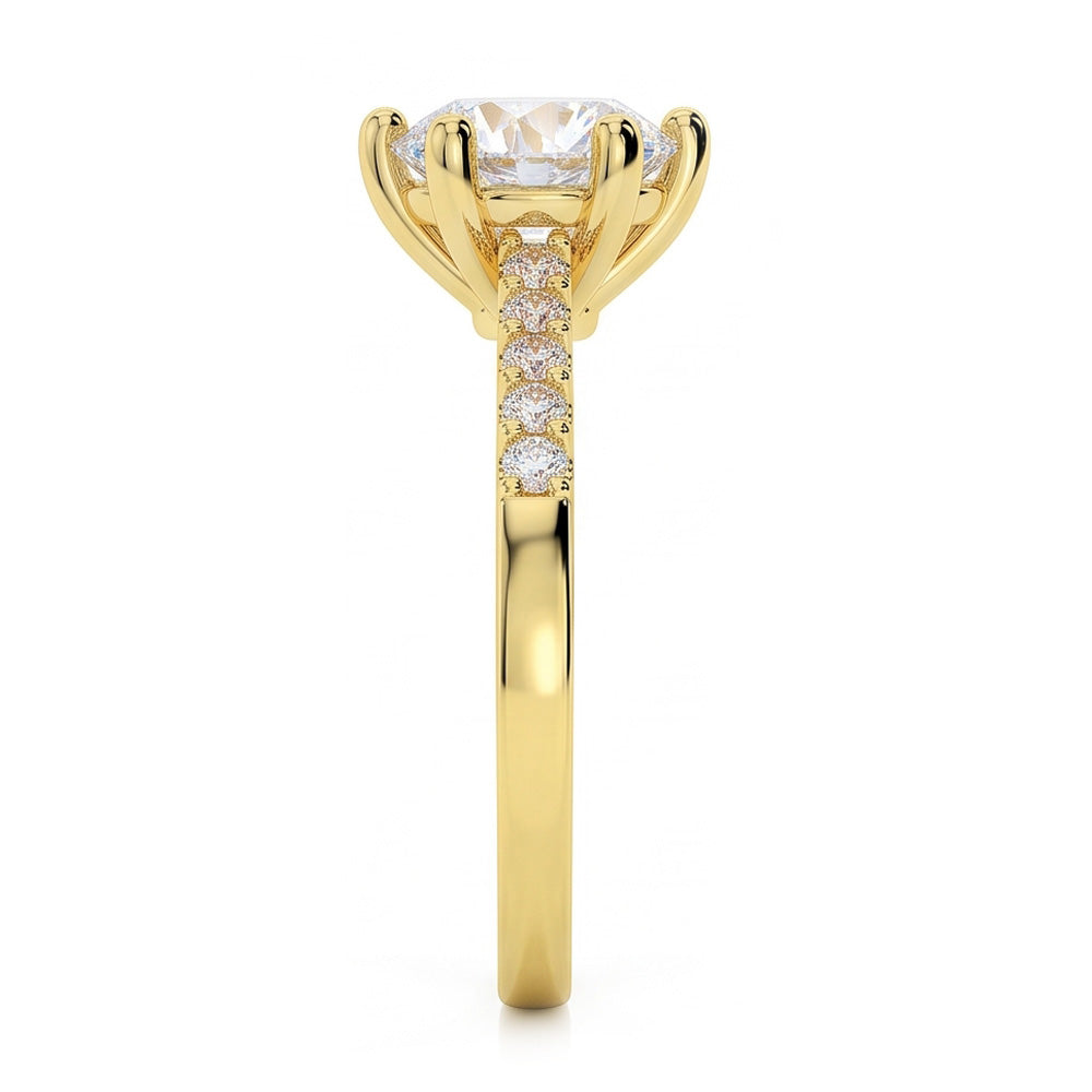 Natural Earth Mined Diamond Round Wedding Ring 2.50 Carats 14K Yellow Gold Prong Setting