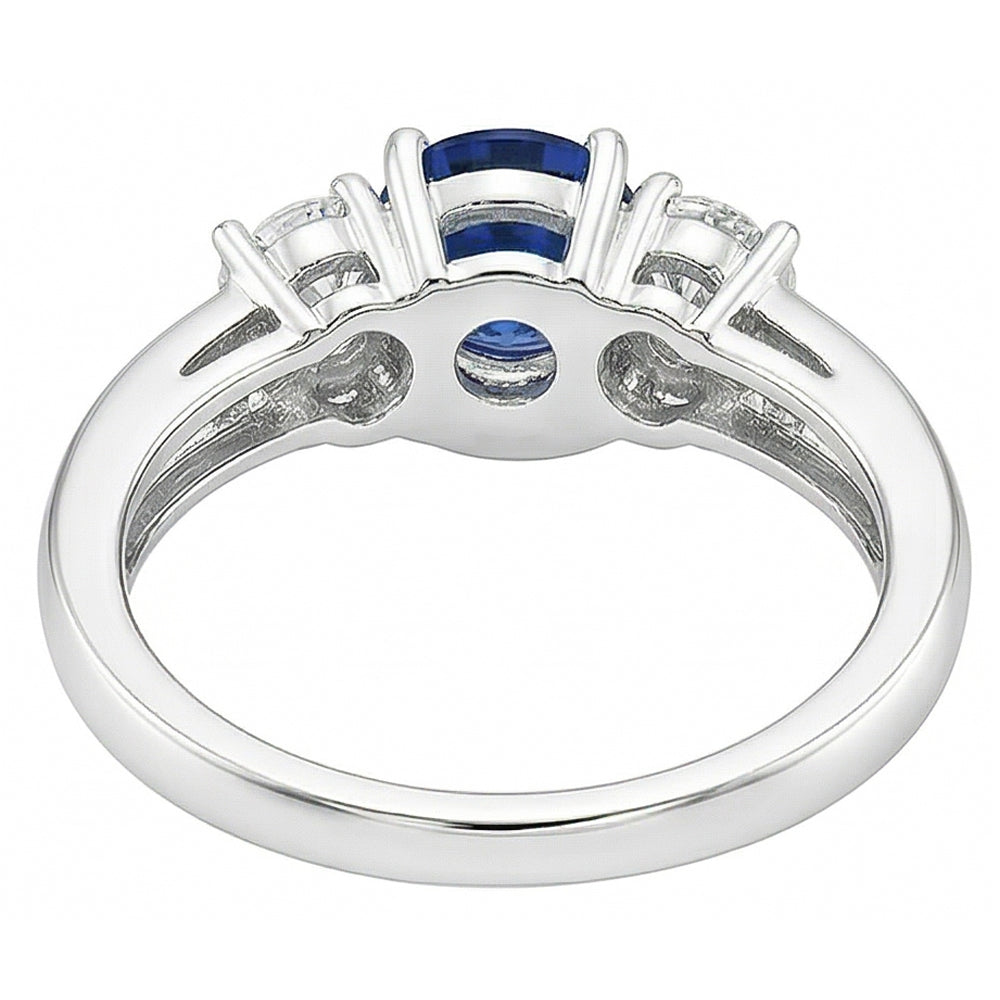 Natural Earth Mined Diamond Wedding Jewelry 2 Carat Round Ceylon Sapphire Ring