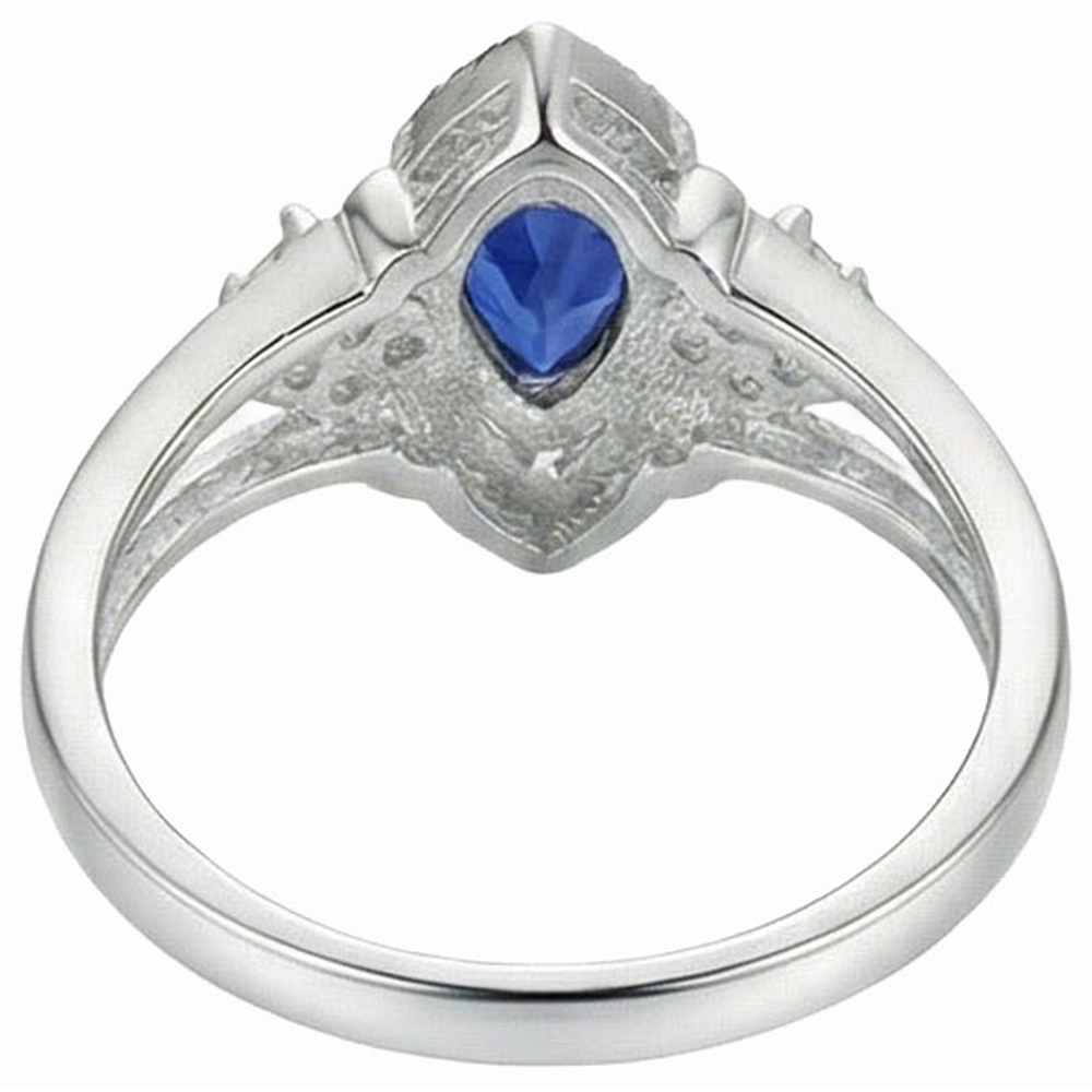 Natural Earth Mined Diamond & Gemstone Ring Pear Sri Lankan Sapphire 14K Gold 2.50 Carats