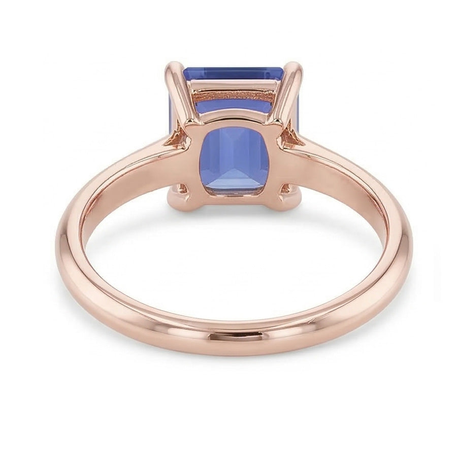 Natural Real ( Not Lab Grown ) 1.50 Carats Classic Solitaire Ring Emerald Blue Sapphire Rose Gold 14K