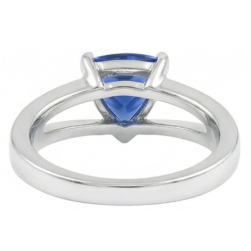Natural Real ( Not Lab Grown ) 1.50 Carats Solitaire Ring Trillion Ceylon Sapphire Split Shank